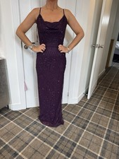 LIPSY SIZE 10 DRESS BERRY WINE  MESH SEQUIN MAXI SLINKY BODYCON NEW WITH TAGS