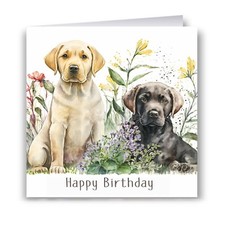 Labrador puppies birthday card - labrador,