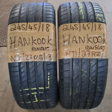 2 x 245 45 18 2454518RF HANKOOK RUNFLAT PART WORN SUMMER TYRES