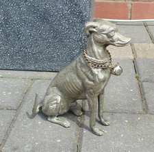 (B549)  metal sitting greyhound dog statue ornament  (Pick up / post worldwide