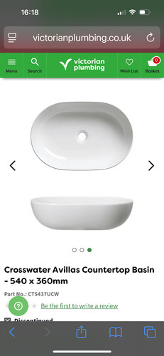 New white counter top basin