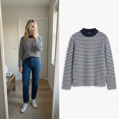 Navy white striped high - navy,