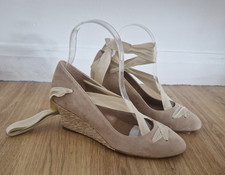 LK Bennett beige wedge shoes size 35 UK 2 ankle tie suede brand new Drina 
