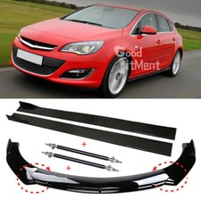 Gloss Front Bumper Lip Spoiler + Side Skirts + Strut Rods For Vauxhall Astra H J