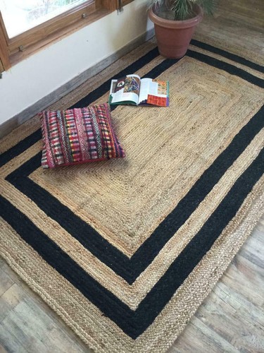 Rug rectangle jute braided - rug,