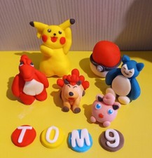 HANDMADE EDIBLE POKEMON STYLE 5 FIGURES + BALL CAKE TOPPER SET