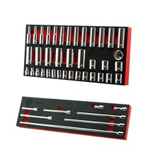 Britool 3/8" Dr. Standard & Deep Socket Set (12 Point) 6-24mm + Wobble Extension