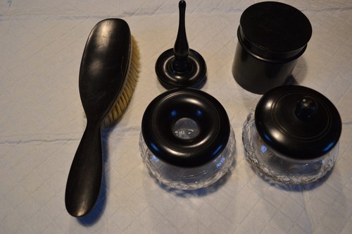 Antique ebony and - , glass