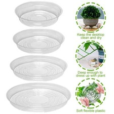 5x Clear Plastic Round Flower Pot Tray Plant Saucer Water Drip Tray Base Garden