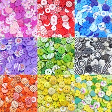 150 Mix Wood Acrylic & Resin Buttons For Cardmaking Embellishments 15 Colours