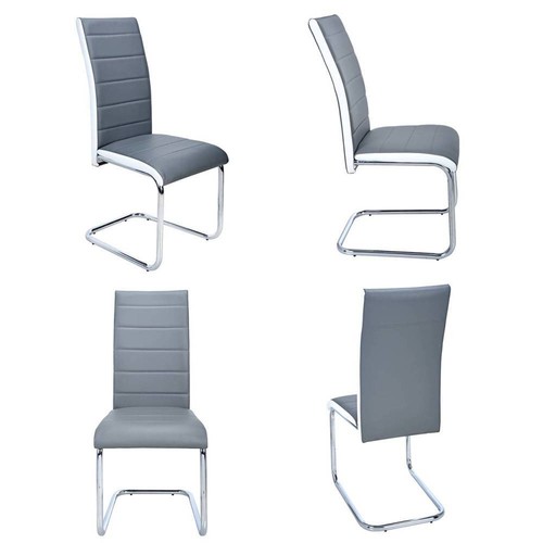 Grey faux leather dining - 4,