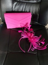 Bright Pink Fascinator And Clutch Bag