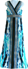 Ronni Nicole Tie-Dye Border print Maxi Dress- Blue multi-size- 10