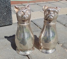 (#1254) pair silver plated cat