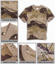 Army T Shirt Military Combat US Short Sleeve Cotton 6 Colour Desert Camo Tee Top