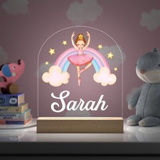 Personalised Ballerina Dancer Girls Gift Night Light LED Lamp Bedroom Table