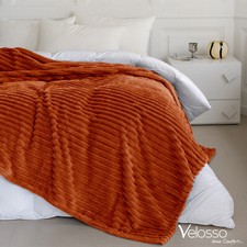 Cord Throw Blanket Ribbed Faux