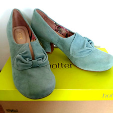Hotter Donna Women's Suede Court - Aqua  Blue Size 6 EWF - BNIB
