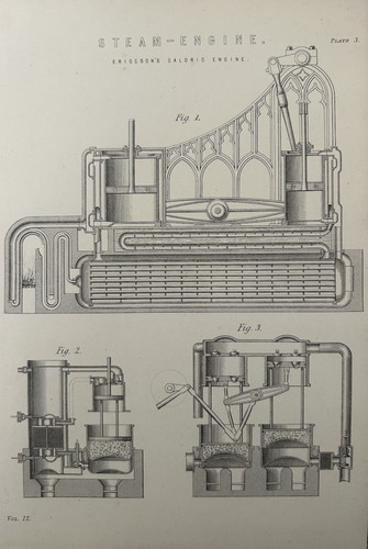 Antique print steam - print, engine