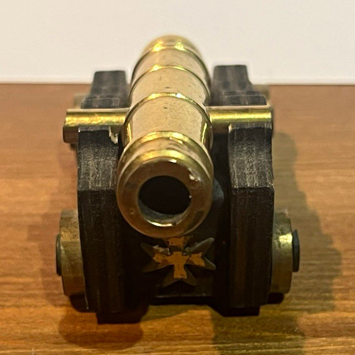 Brass cannon model replica - brass, on