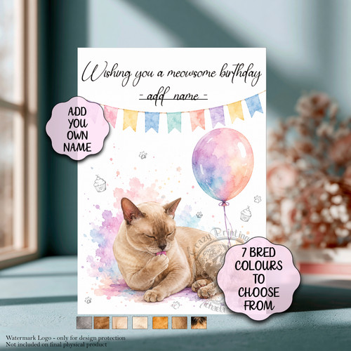 Burmese cat birthday card - birthday, card-7