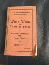 Antique Timetable And Fares Edinburgh 1939 Electric Tramways And Motor Buses
