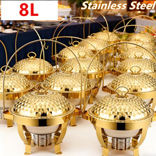 8L Gold Stainless Steel Chafing Dish With Hook Up,Buffet Server Food Warmer