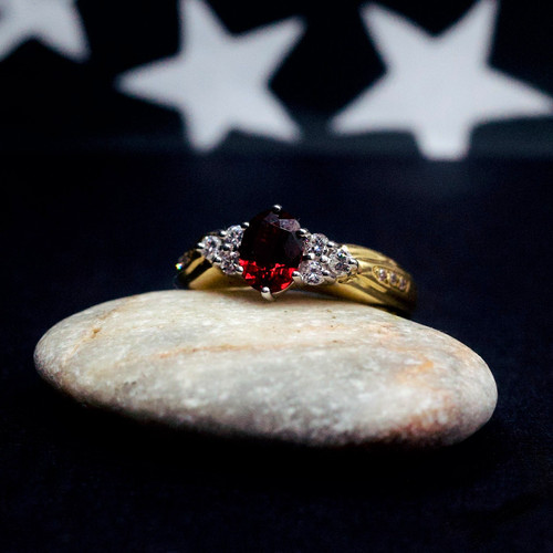 18ct gold red spinel - red, and