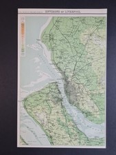 Antique 1898 Map - Environs of Liverpool - Wirral - Birkenhead - Lancashire