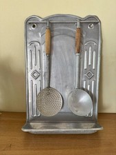 Vintage French Metal Kitchen Utensil Holder Drip Rack, Kitchen Wall Storage Rack
