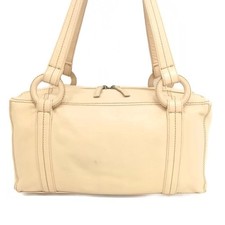 Impey Miyake Leather Boston Bag Beige Used Natural Leather 32cm