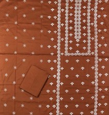 Lawn 2pc unstitched Embroidered suit in colour Rusty