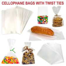 25 Clear Cellophane Sweet Bags with Ties for Cookie Cake Kids Gift Candy Display