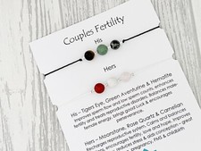 Couples Fertility Wish Bracelet Set Gemstone Pregnancy Conceive IVF Gift
