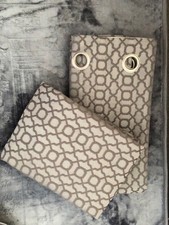 Next Woven Geometric Silver  Grey Eyelet Full Lined Curtains 135x137CM / 53x54"