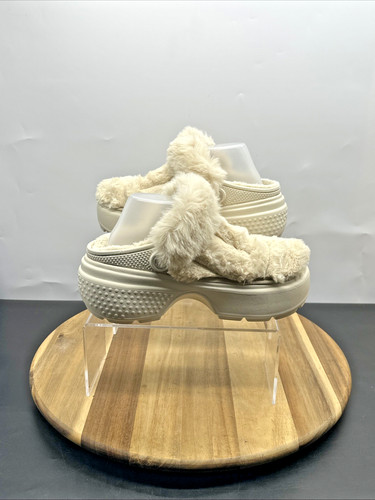 Crocs stomp cream faux - cream, fur