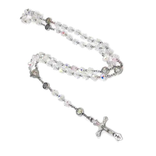 Crystal bead catholic rosary - crystal,