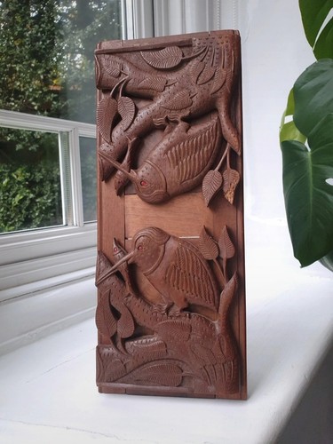 Vintage carved wood - carved, birds