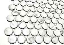 Penny Round 1x1" Carrara Look Matte Porcelain Mosaic Wall Floor Tile Backsplash