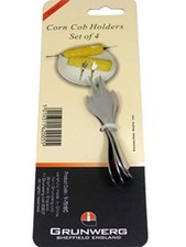 Grunwerg Stainless Steel Corn On The Cob Sweetcorn Holders Pk4 Forks Fork BBQ