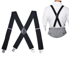 Black Elastic Mens Braces