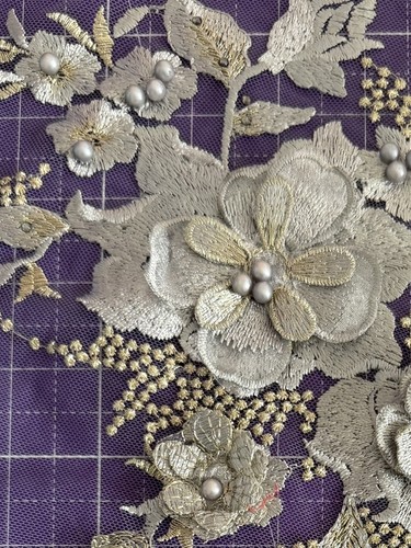Grey flower embroidery - grey,