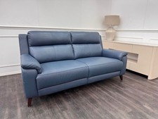 LA Z BOY Bella Static 3 Seater Sofa Navy Blue Leather