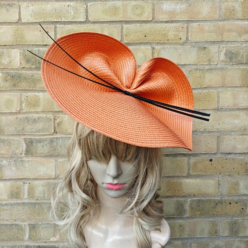 Orange black fascinator - orange,