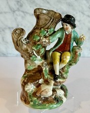 Pearlware Staffordshire Boy with Duck and Eggs Spill Vase