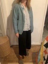 Lambs wool Angora Ladies Cardigan Green Toast Style Size L Uk 12 