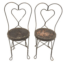 Pair Antique Twisted Heart
