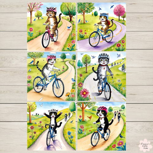 Cycling cats card toppers - cycling,
