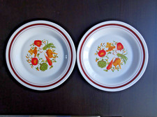 Arcopal France Retro TWO Dinner Plates  "Vegetables"  1978