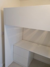 IKEA Smastad White Loft Bed with Desk, Wardrobe, Shelves, Drawers, and Ladder